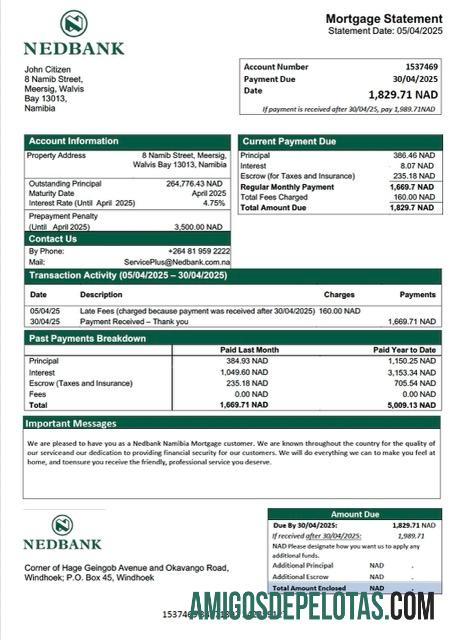 em branco Namíbia Nedbank Namibia Limited Declaração de hipoteca modelo Word e PDF